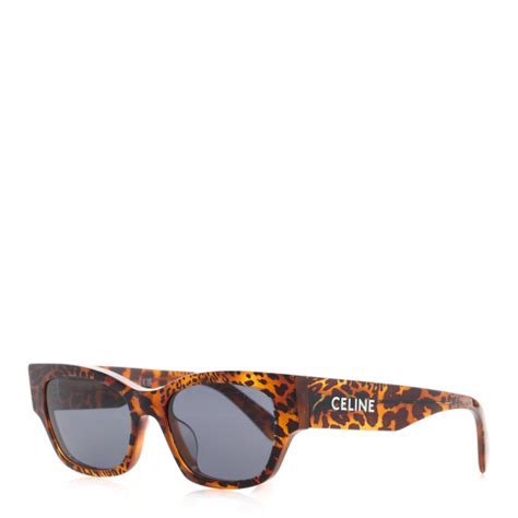 CELINE Acetate Square Sunglasses CL40197U Leopard Havana 